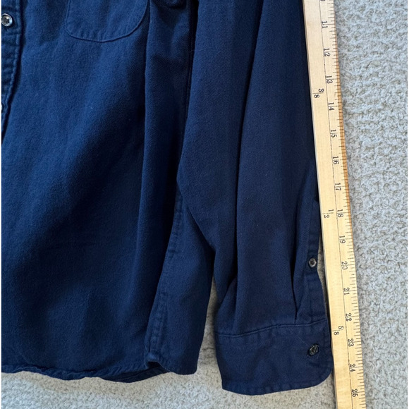 Lands End Mens Large Navy Button Down Shirt Cotton Fit - Picture 5 of 11